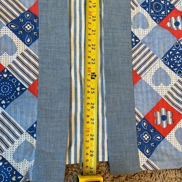 Vintage 1970s Red Blue White Patchwork Cardigan Duster Kimono Medium - Picture 6 of 6